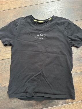 Denim & Flower Black Los Angeles Santa Monica Graphic Tee